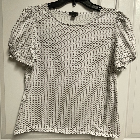 Ann Taylor Tops - Ann Taylor White Patterned Blouse